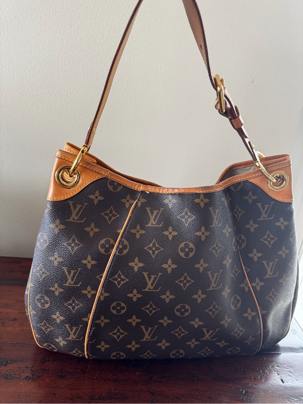 Louis Vuitton Monogram Canvas Shoulder Bag in Brown and Tan